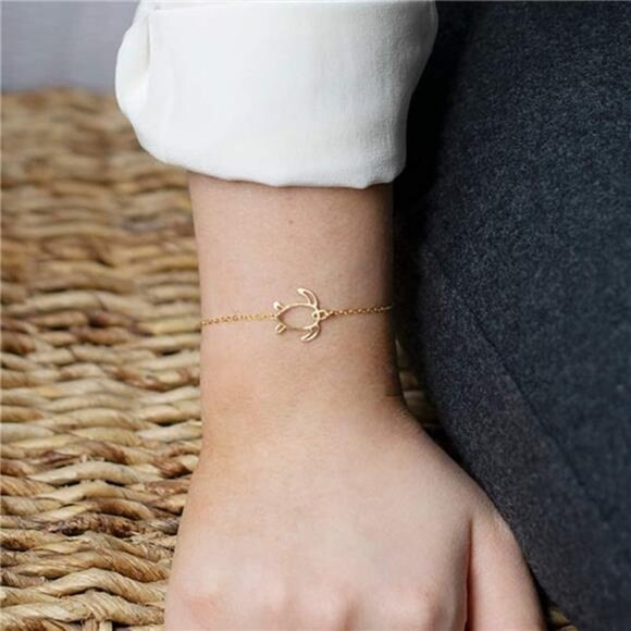 Bracelet 14K Gold Plated Dainty Chain Simple Jewelry Cute Handmade Minimalist - Picture 4 of 14